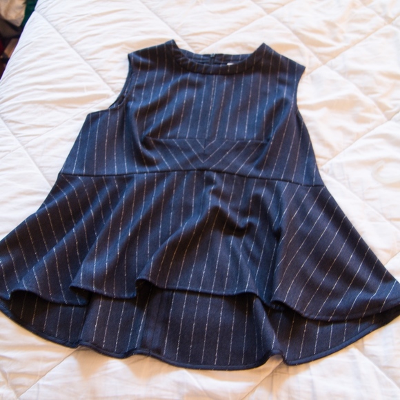 ASOS Pinstripe Peplum Top- EUC - Picture 2 of 4